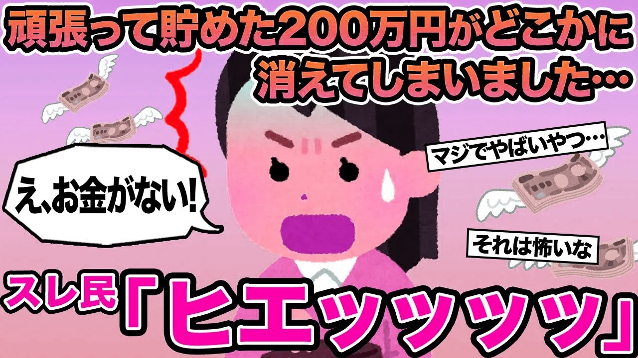 【報告者キチ】頑張って貯めた200万円がどこかに消えてしまいました...→スレ民「ヒエッッッッ」