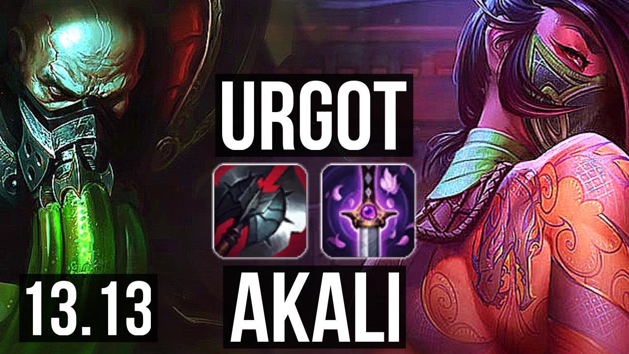 URGOT vs AKALI (TOP) | Rank 2 Urgot, 4/0/2 | NA Grandmaster | 13.13