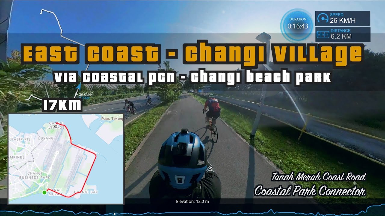 17KM East Coast Park to Changi Village via TMCR Coastal PCN & Changi Beach Park | Cycling Singapore