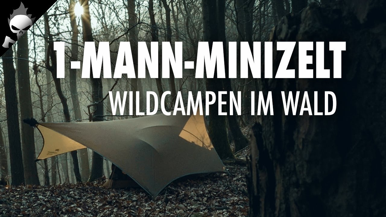 Biwak im Mini-Ein-Mann-Zelt & Tarp – Wildcampen im Wald, Saltimbocca aus der Eisenpfanne, Lagerfeuer