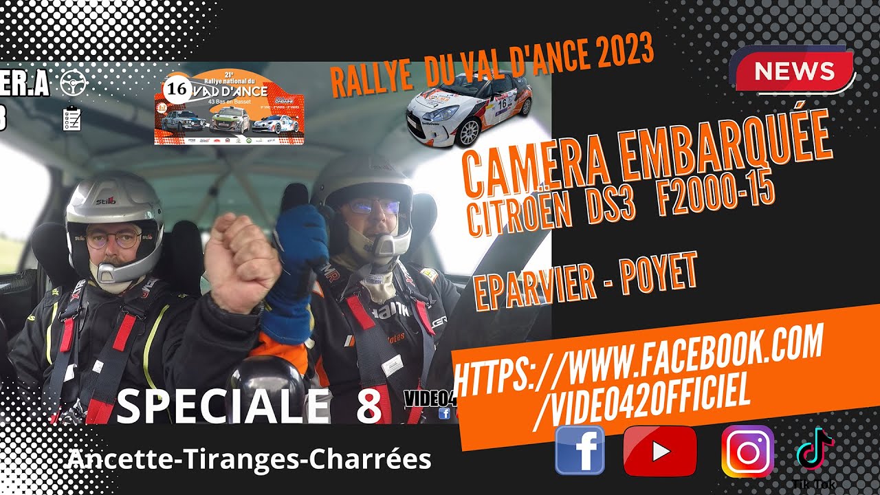 Rallye du Val d'Ance 2023   Eparvier Poyet Citroën DS3 F2000-15 par video42officiel