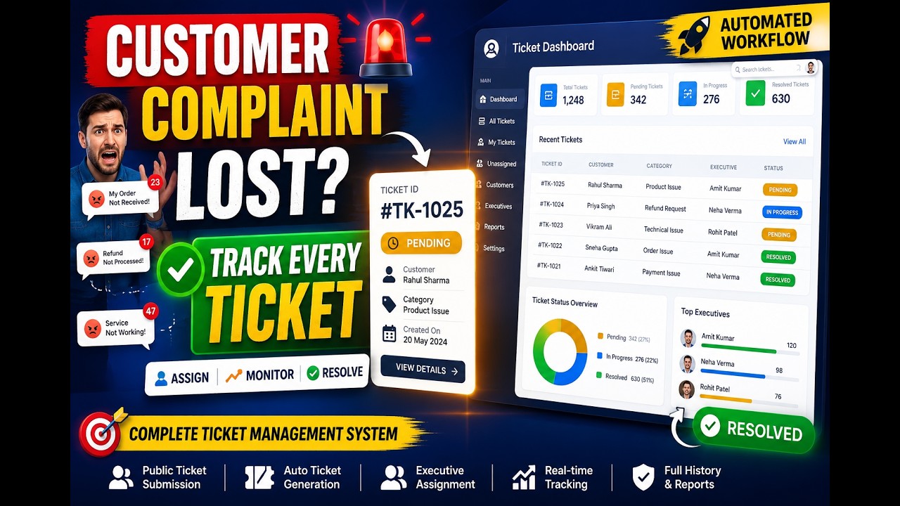 Customer Complaint & Support Ticket System | Track Every Request #webapp #helpdesk