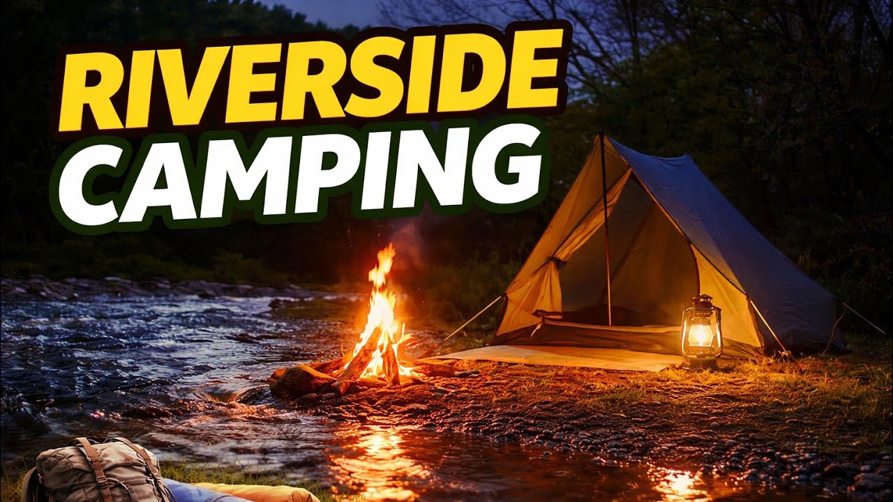 Fall Asleep Fast 💤 | Campfire by a Riverside Tent 🔥⛺🌙 Relaxing River Sounds (8 Hours)