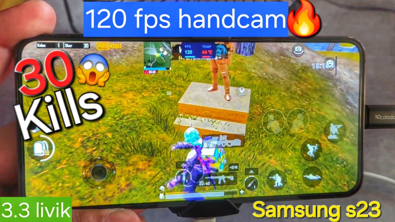 FAST HANDCAM 4 Finger + Gyrosope 💥 Samsung S23 pubg 120 fps gaming test🔥