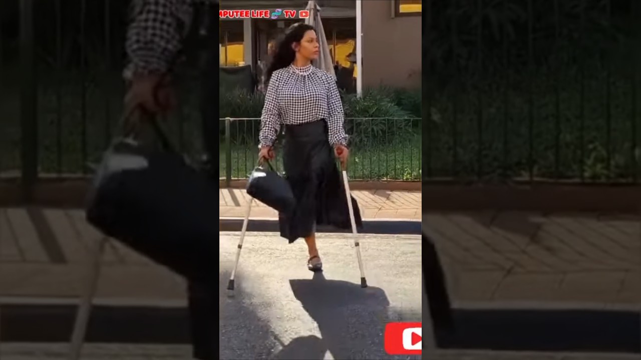Amputee lady adaptive crutches life | one leg 