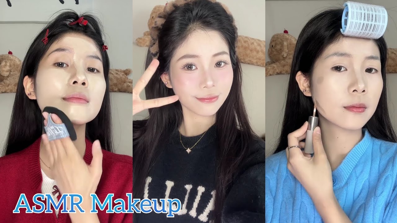 ASMR Makeup 🖤 Aesthetic video tutorial 🍃Asian Makeup 🎀GRWM