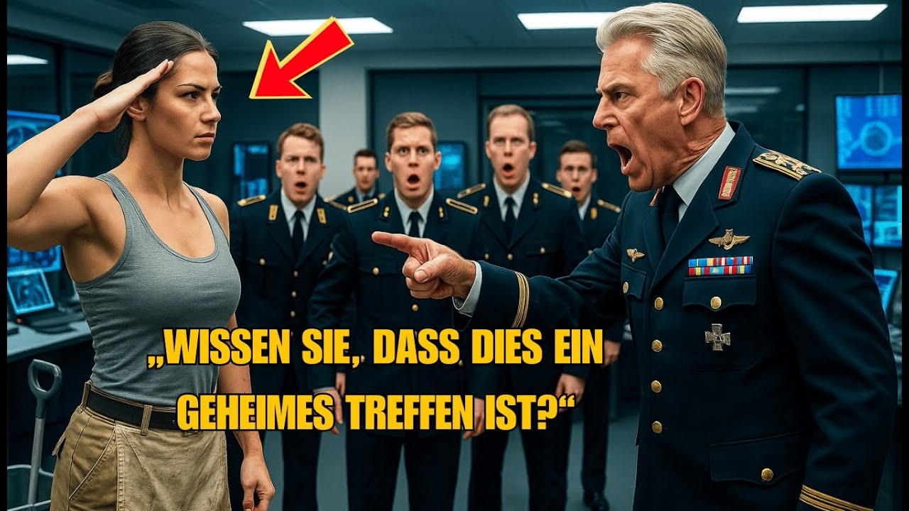 „Hey, Dienstmädchen, wissen Sie, dass dies ein geheimes Treffen ist?“, rief der General wütend.