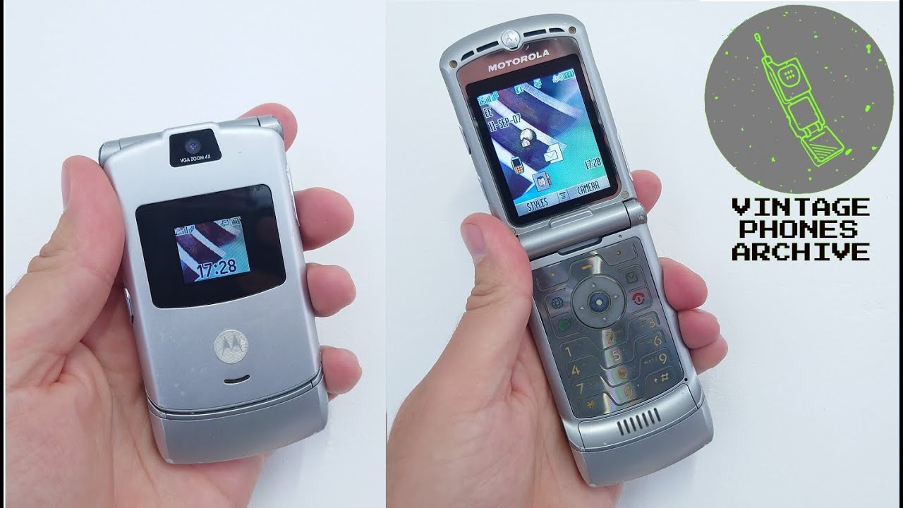 The legendary Motorola V3 RAZR - Mobile phone menu browse, ringtones, games, wallpapers