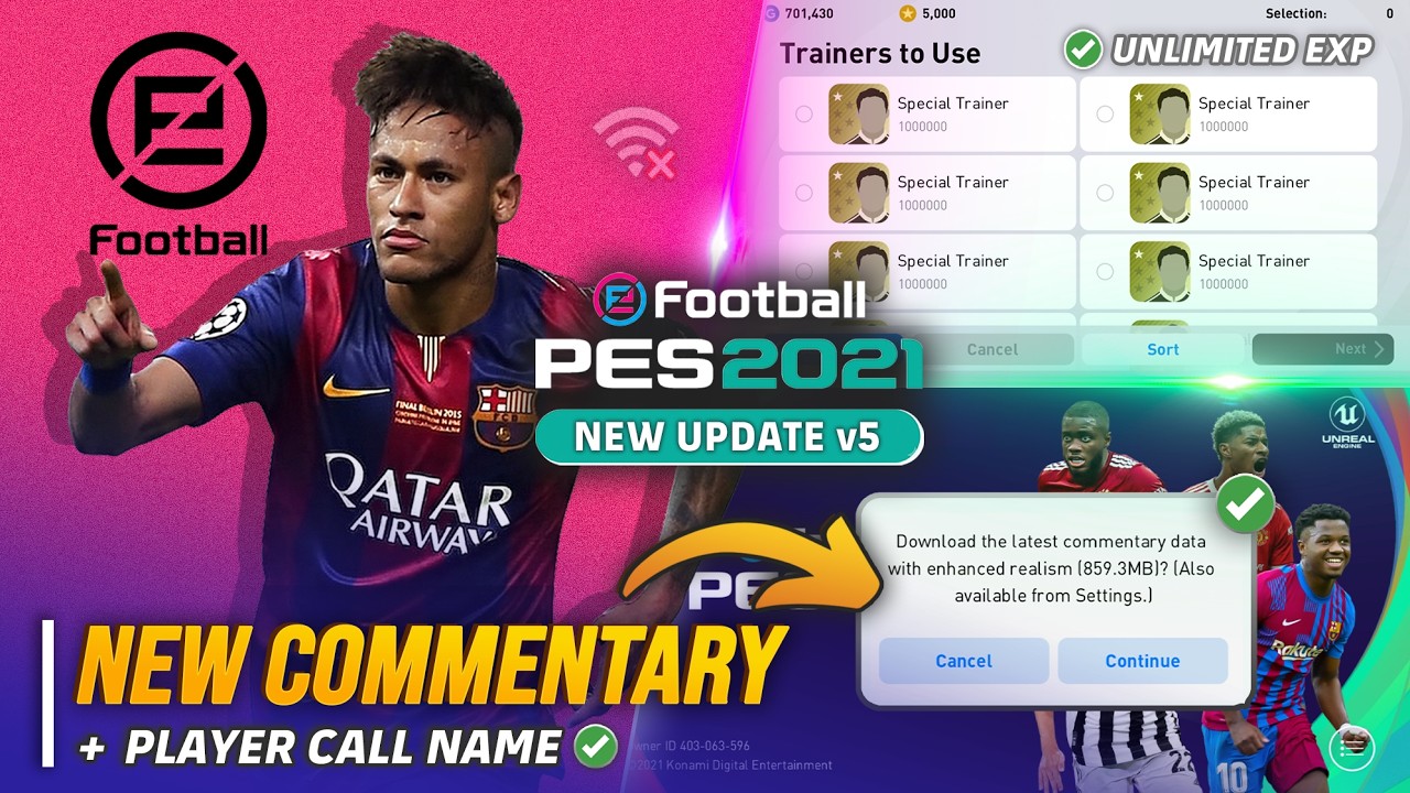 PES 2021 MOBILE ОБНОВЛЕНИЕ V5 | АНГЛИЙСКИЙ КОММЕНТАРИЙ И ИСПРАВЛЕННЫЕ ИМЕНА ИГРОКОВ ✨