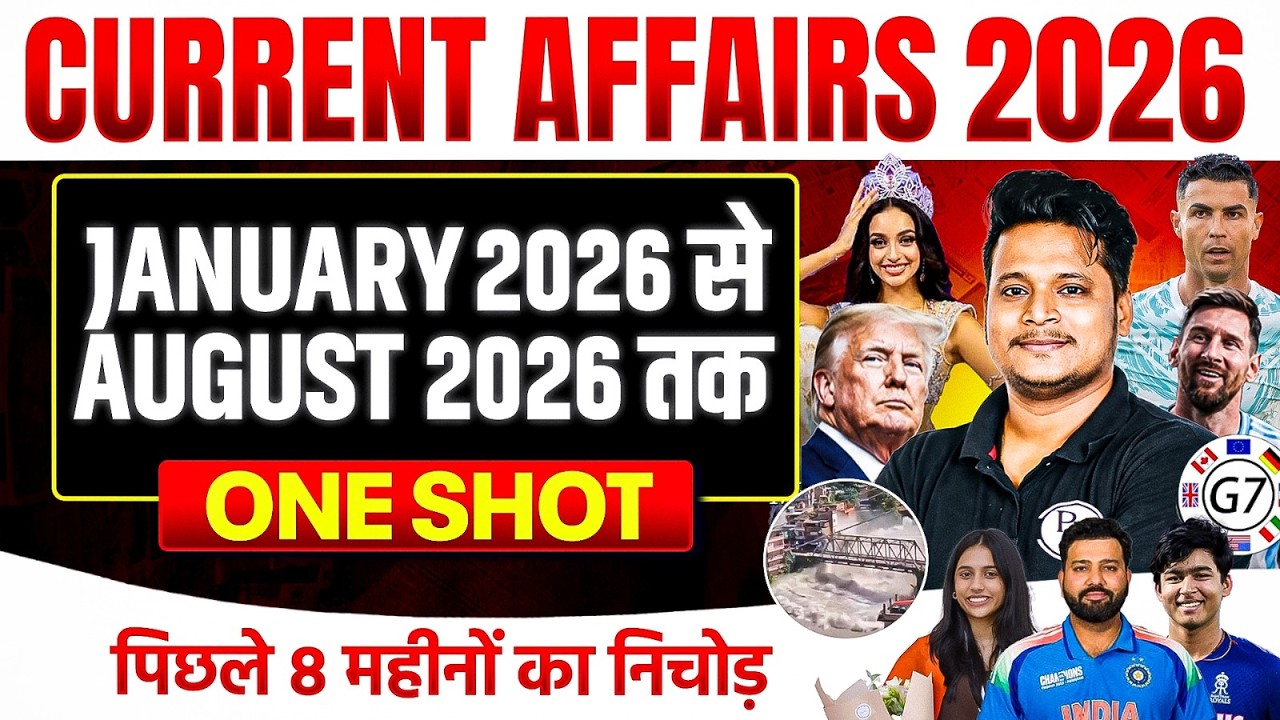 Current Affairs 2026 | Current Affairs Jan to Aug 2026 | Last 8 Months Current Affairs | By Raja Sir