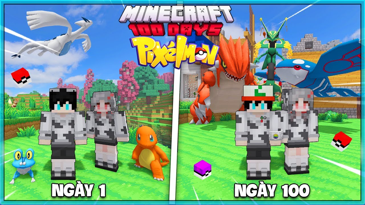MÌNH TÓM TẮT 100 NGÀY MINECRAFT PIXELMON CÙNG NGƯỜI YÊU😳THU PHỤC BỘ 3 THỜI TIẾT!!