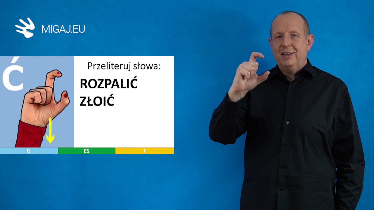 Nauka ALFABETU polskiego języka migowego (PJM) cz. 2 - lekcję prowadzi Olgierd Kosiba