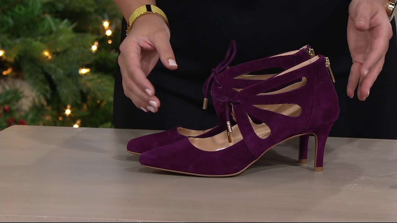 C. Wonder Suede Pumps with Cutout Detail - Scarlett on QVC