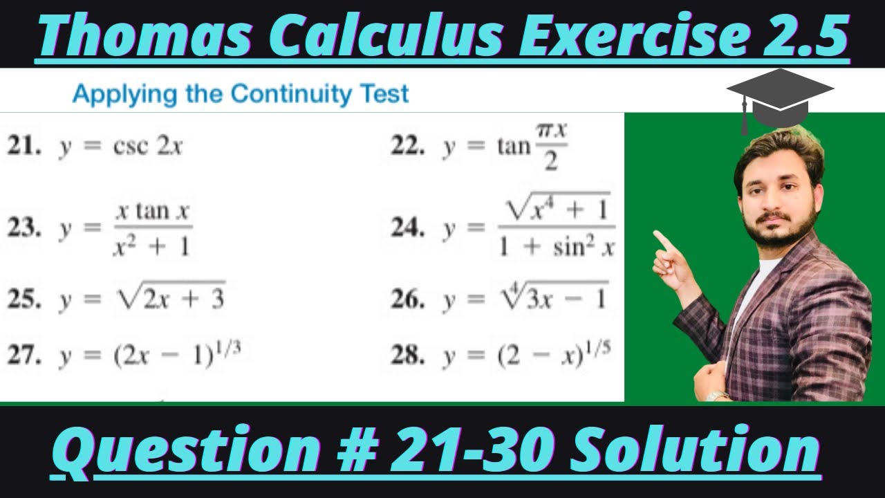 Thomas Calculus Exercise 2.5 Question# 21-30 solution| Applying continuity test| MSN Mathematician|