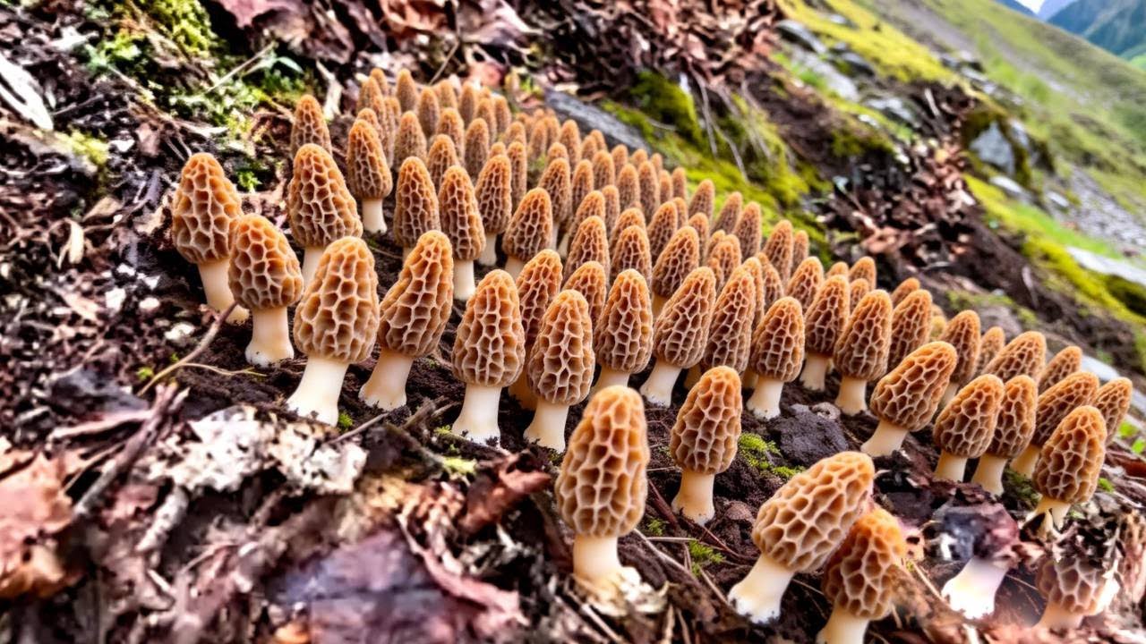 上山打野發現羊肚菌，一路上山越減越多，收穫滿滿最後竟然全扔了？ #川農小韓 #food #mushroom #eat #美食 #cooking