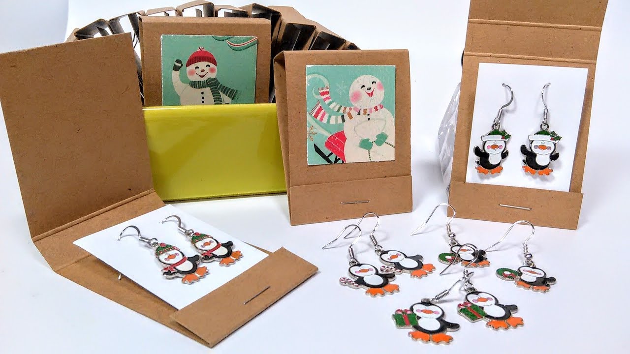CUTE! Penguin Earring Tutorial in DIY Matchbook Gift Packaging