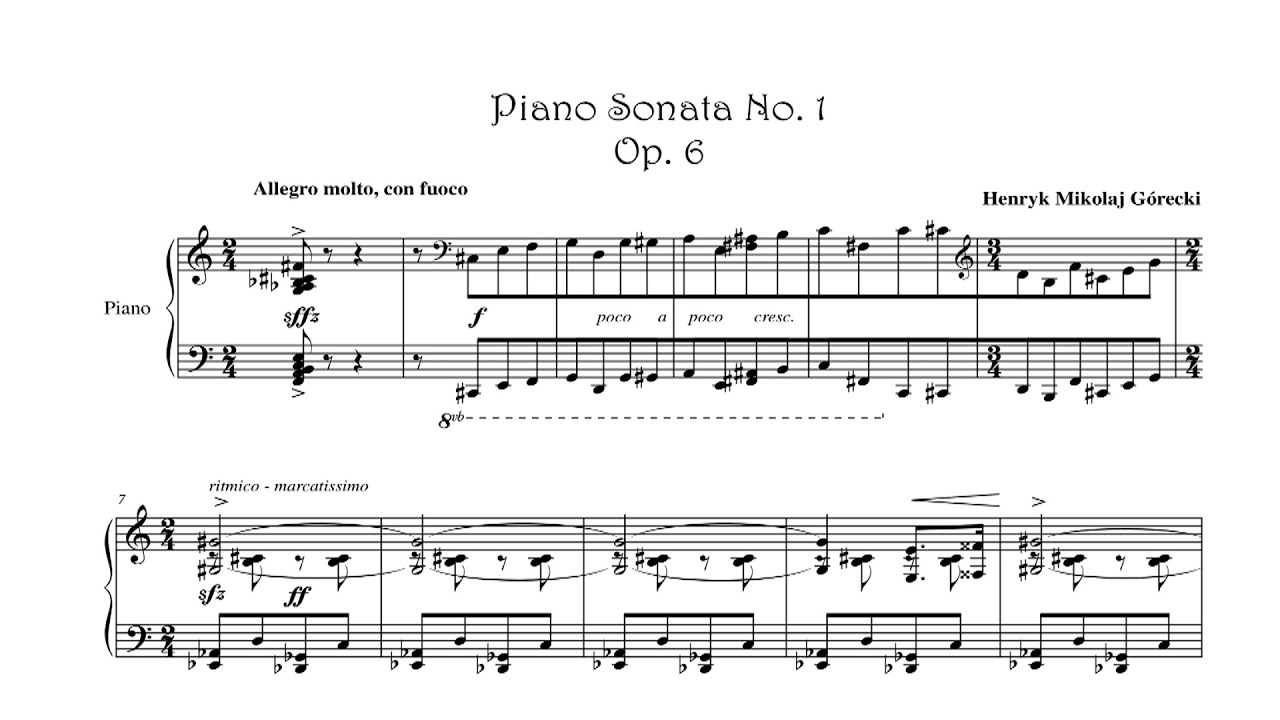 Henryk Gorecki - Piano Sonata Op.6 No.1 (1956)(Sheet+Audio)