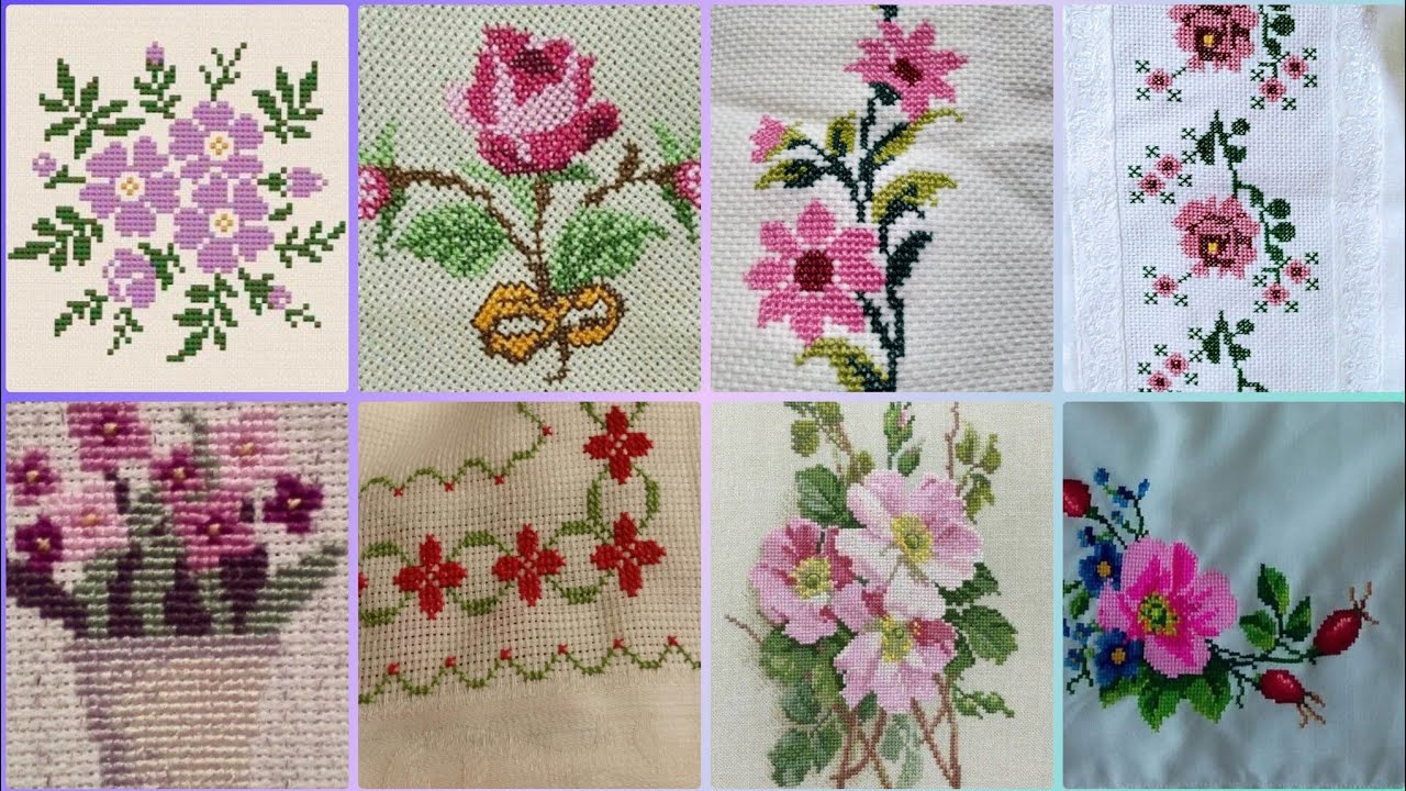 Top 100+ Amazing and Elegant Floral Cross stitch patterns || Charsuti Kerhai Ideas For Everything||