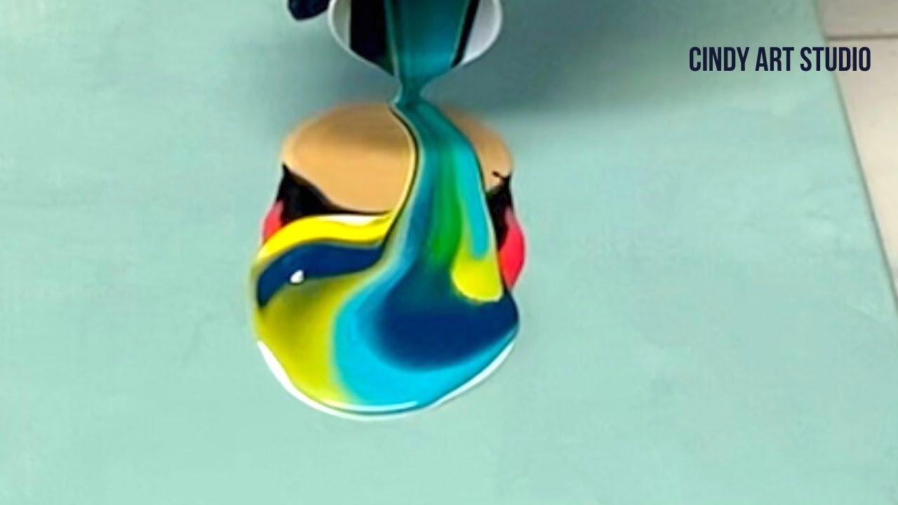 Acrylic pearl pour abstract art, Acrylic pour w/satin enamel. Acrylic pouring abstract landscape.