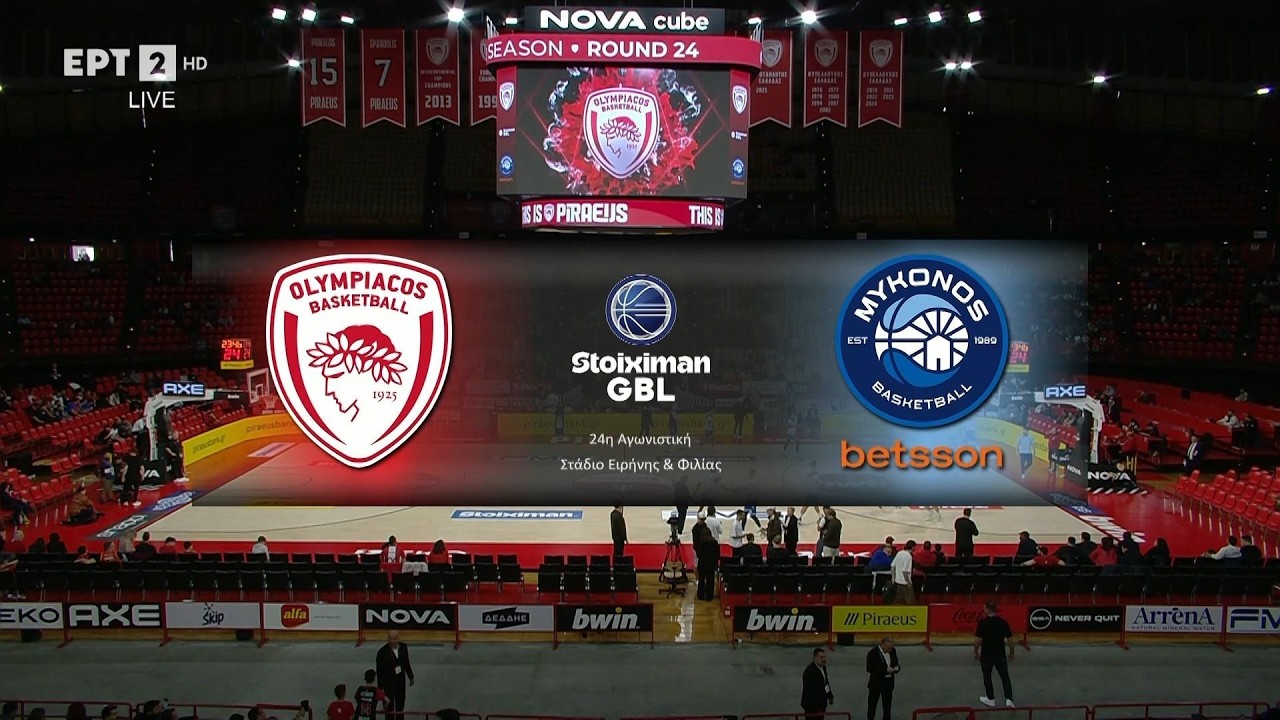 Stoiximan GBL 2025-2026 | &Omicron;&lambda;&upsilon;&mu;&pi;&iota;&alpha;&kappa;ό&sigmaf; - &Mu;ύ&kappa;&omicron;&nu;&omicron;&sigmaf; Betsson BC | 24&eta; &Alpha;&gamma;&omega;&nu;&iota;&sigma;&tau;&iota;&kappa;ή | Highlights