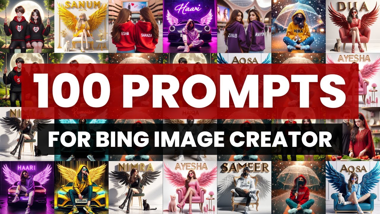 100+ Prompts for bing Ai image creator | How to Create 3D Images With Name photo editing
