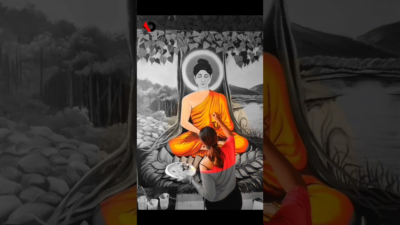 Buddha🤍my new wall art #buddha #wallpainting #interiordesign #painting #peace #creative #artist