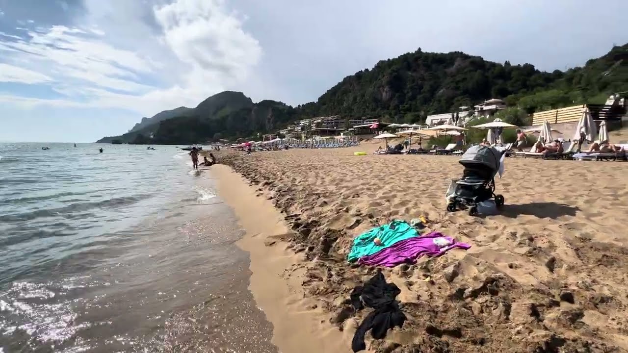 #Greece 🇬🇷 #Corfu Glyfada Beach 🏖️ | brilliant beach 🏖️ walk.
