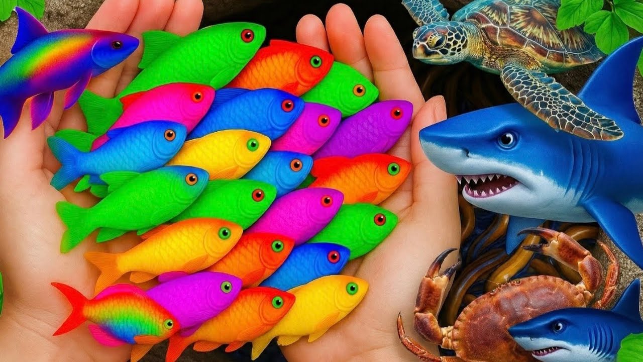 Catching Tiny Colorful Fish, Turtle & Crab for Aquarium Lovers