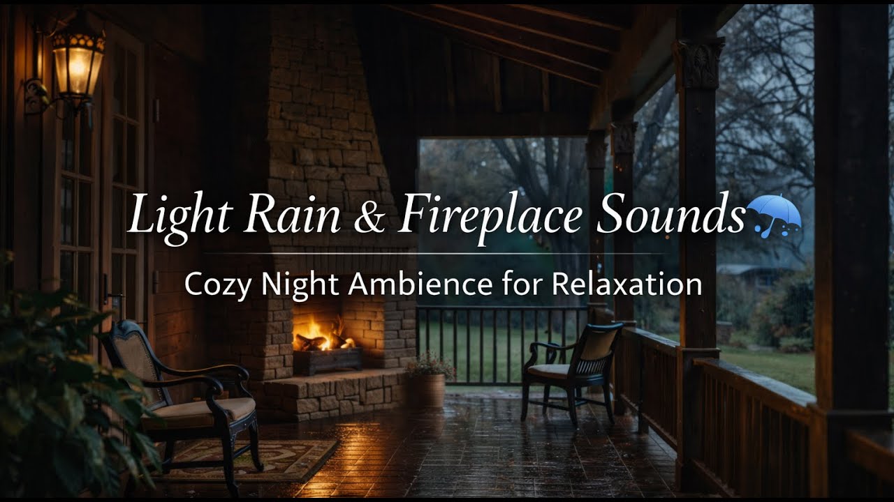 Light Rain and Fireplace Sounds 🌧️ Cozy Night Ambience for Relaxation #deepsleep #rainoundforsleep