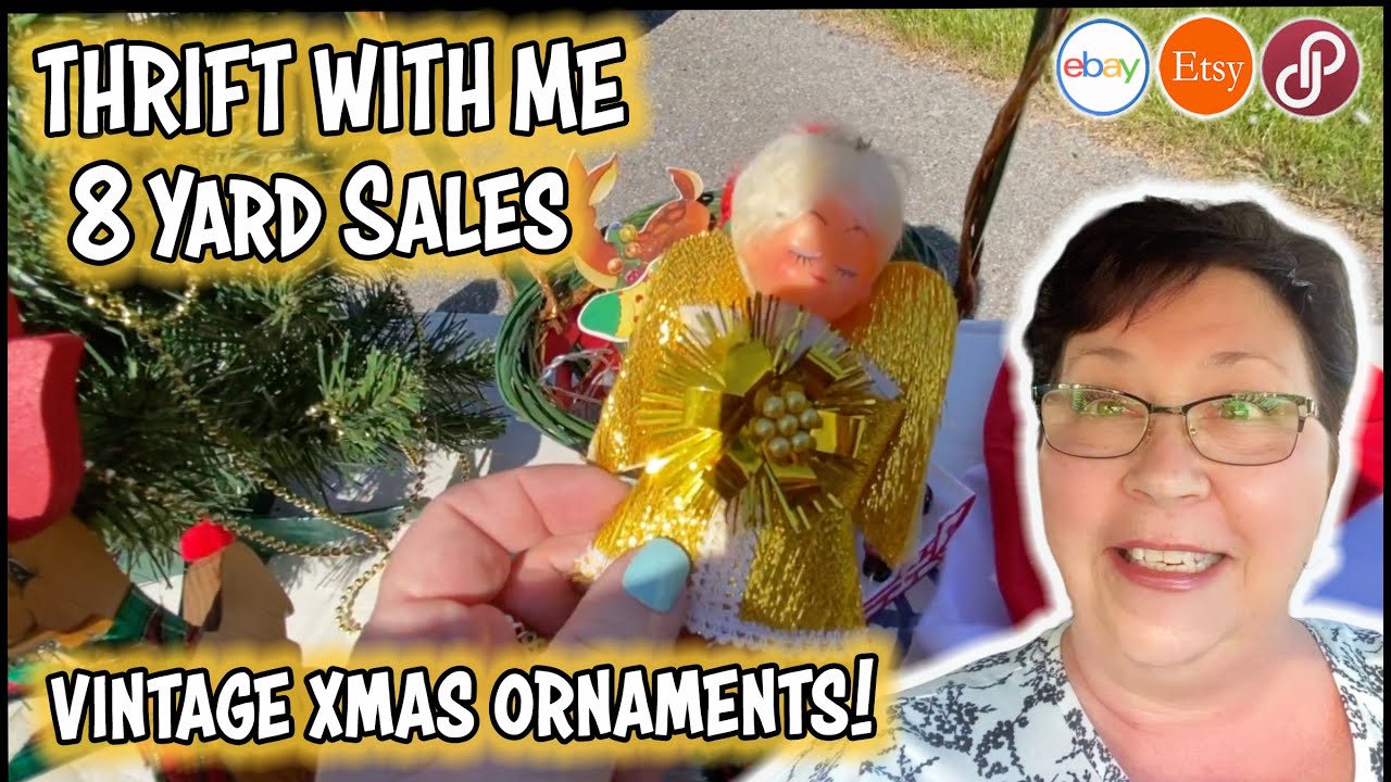 THRIFT WITH ME AT 8 GARAGE SALES | FOUND VINTAGE CHRISTMAS ORNAMENTS | VINTAGE AND HOME DECOR RESALE