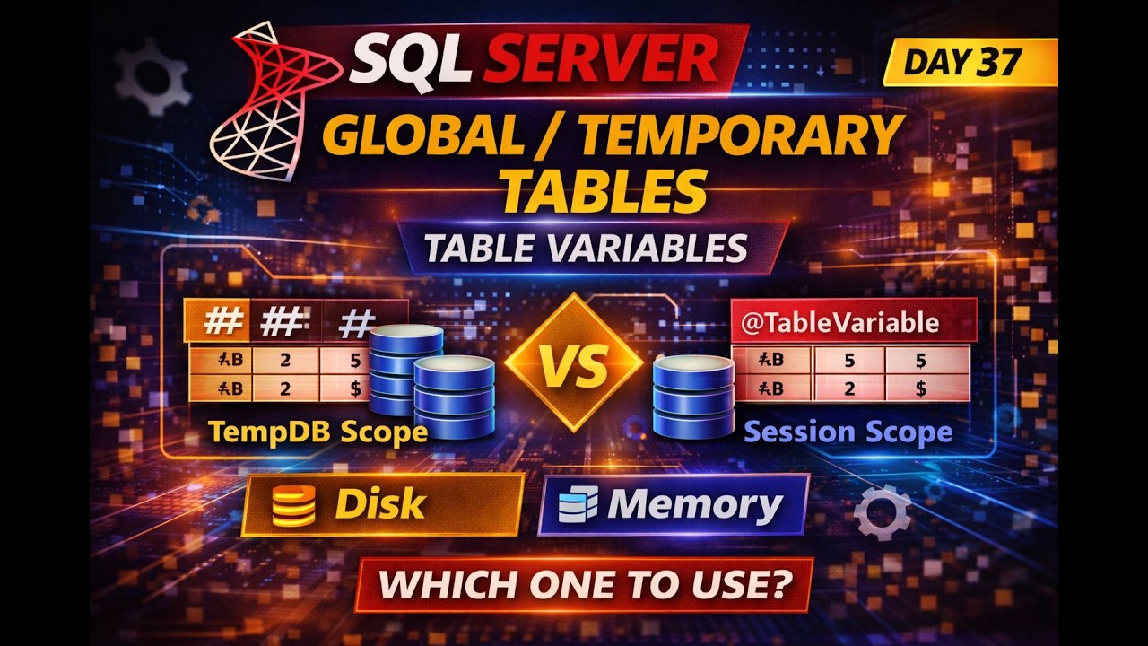 Day 37: Microsoft SQL Server Complete Course| Temporary Tables vs Table Variables #sqlserver #coding