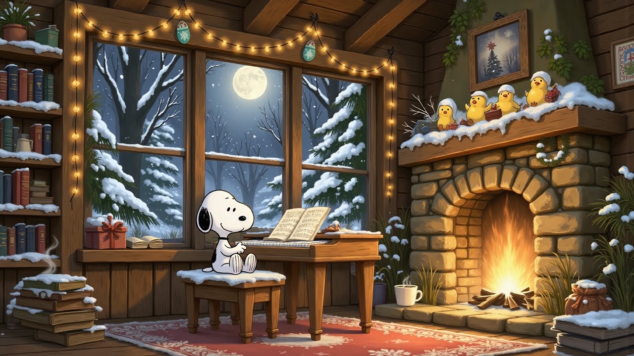 Snoopy’s Playing Piano in a Cozy Room ❄️ Winter Lofi for Relax & Study🔥Soft Lofi Beats to Focus