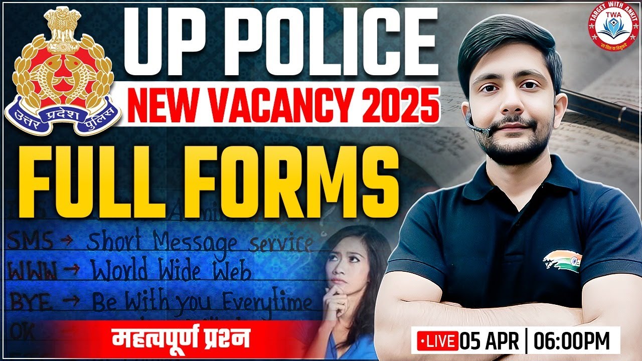 UP Police New Vacancy 2025 | Important Full Forms, UPP Static, GK UP Police GK By Ankit sir