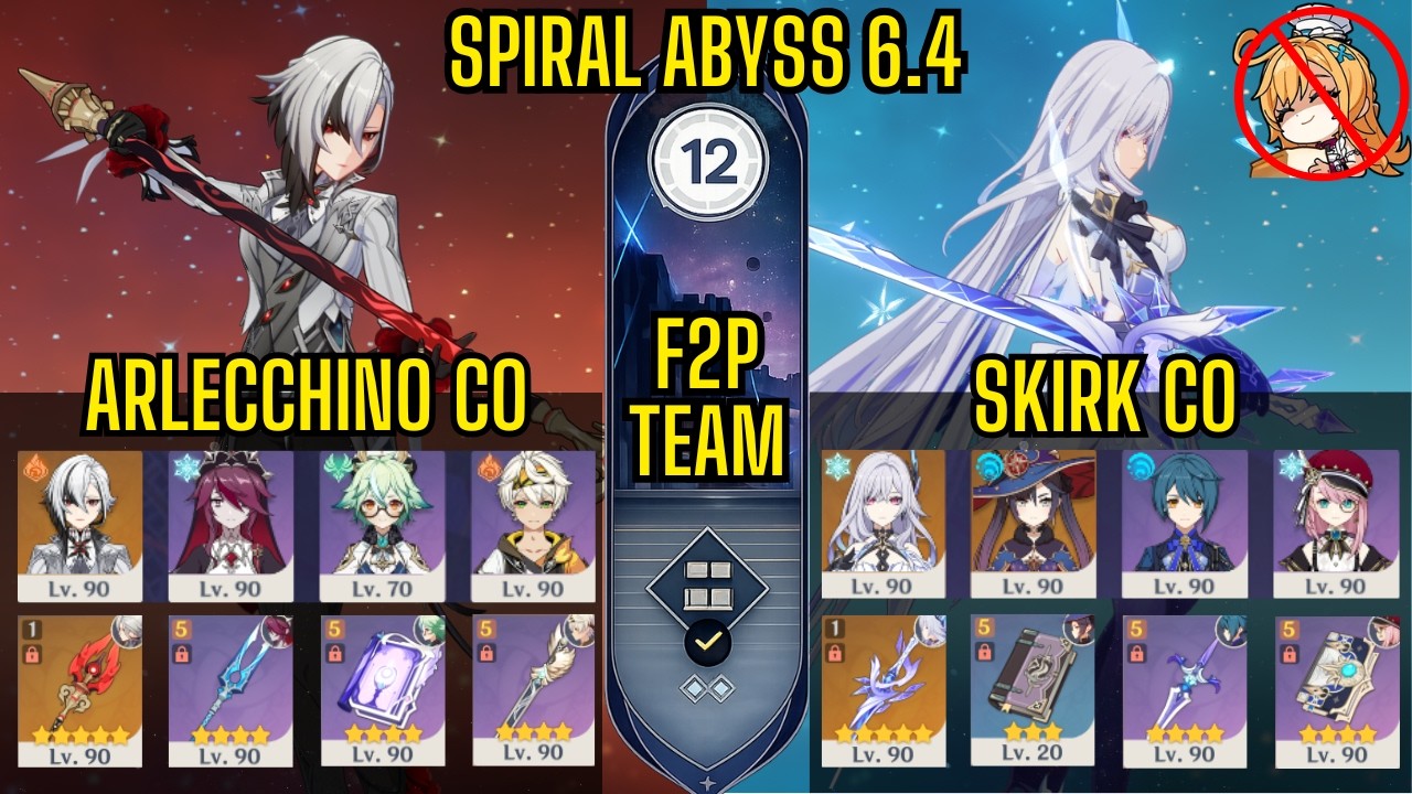 F2P Arlecchino C0R0 & Skirk C0R1 DOMINATES Spiral Abyss 💀 | Genshin Impact