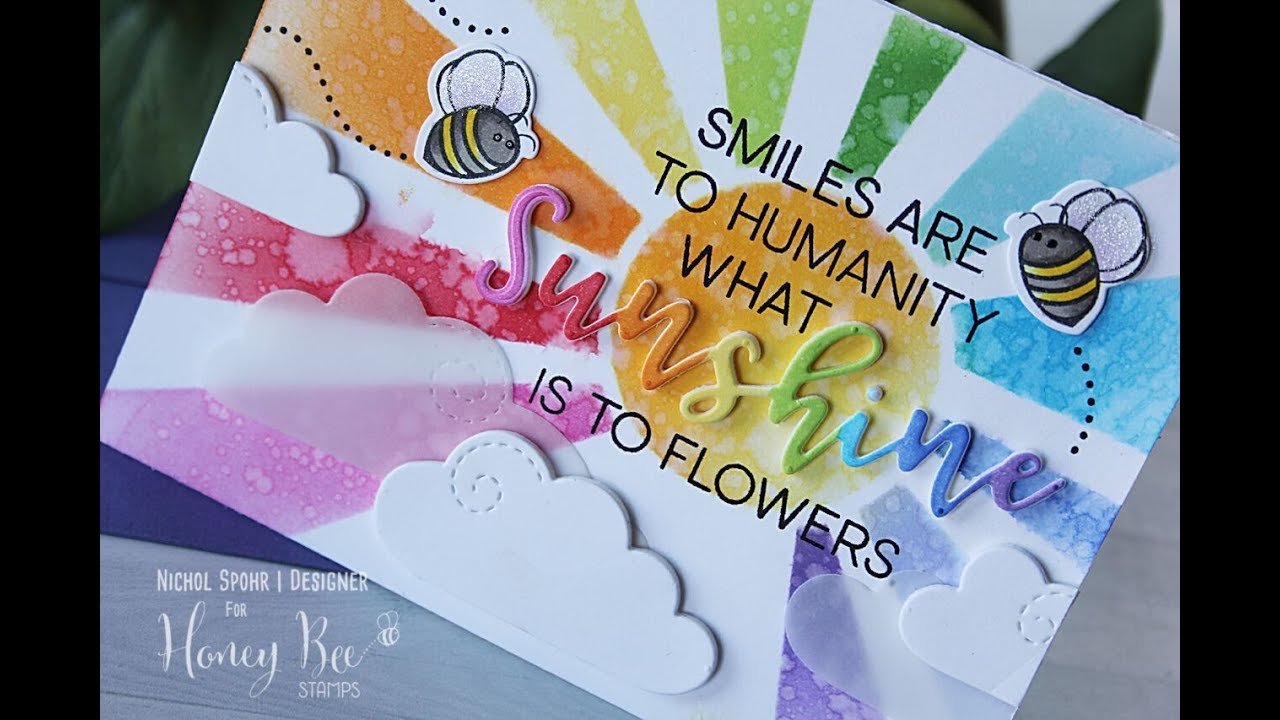 Honey Bee Stamps + Ellen Hutson | Rainbow Sunshine Card