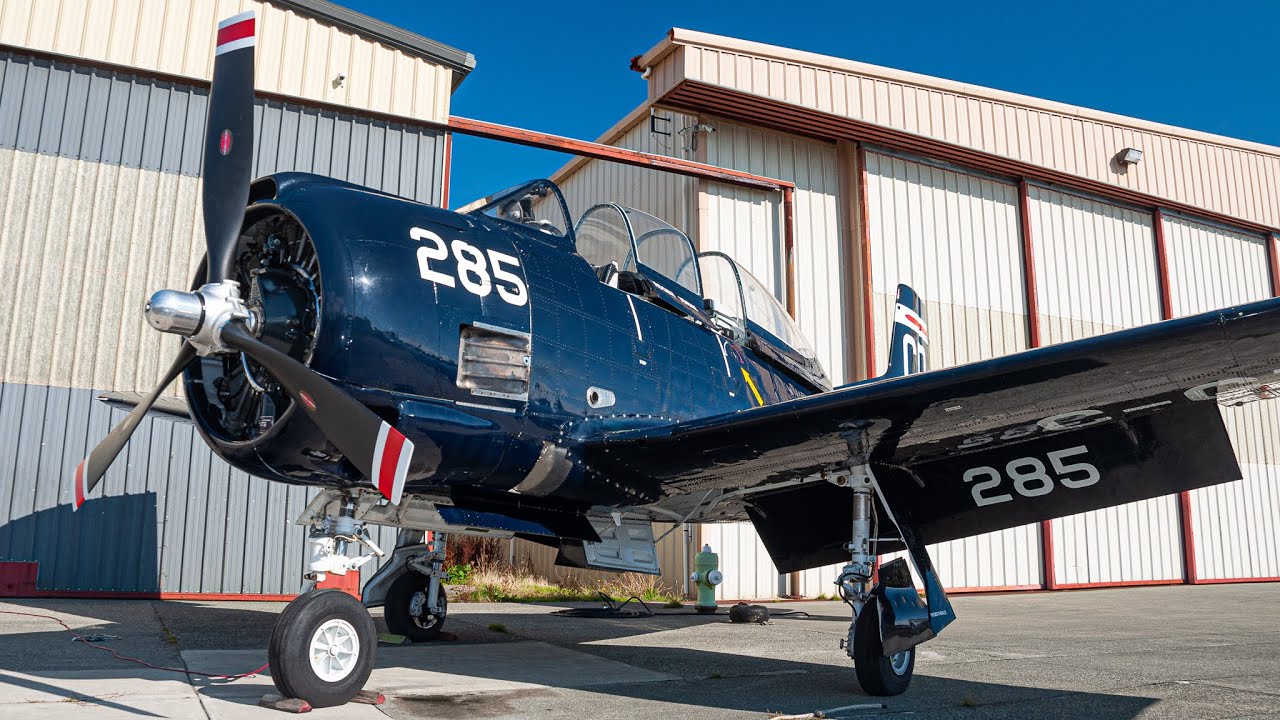 Rare! North American T-28B Trojan Startup, Taxi & Takeoff from YYJ