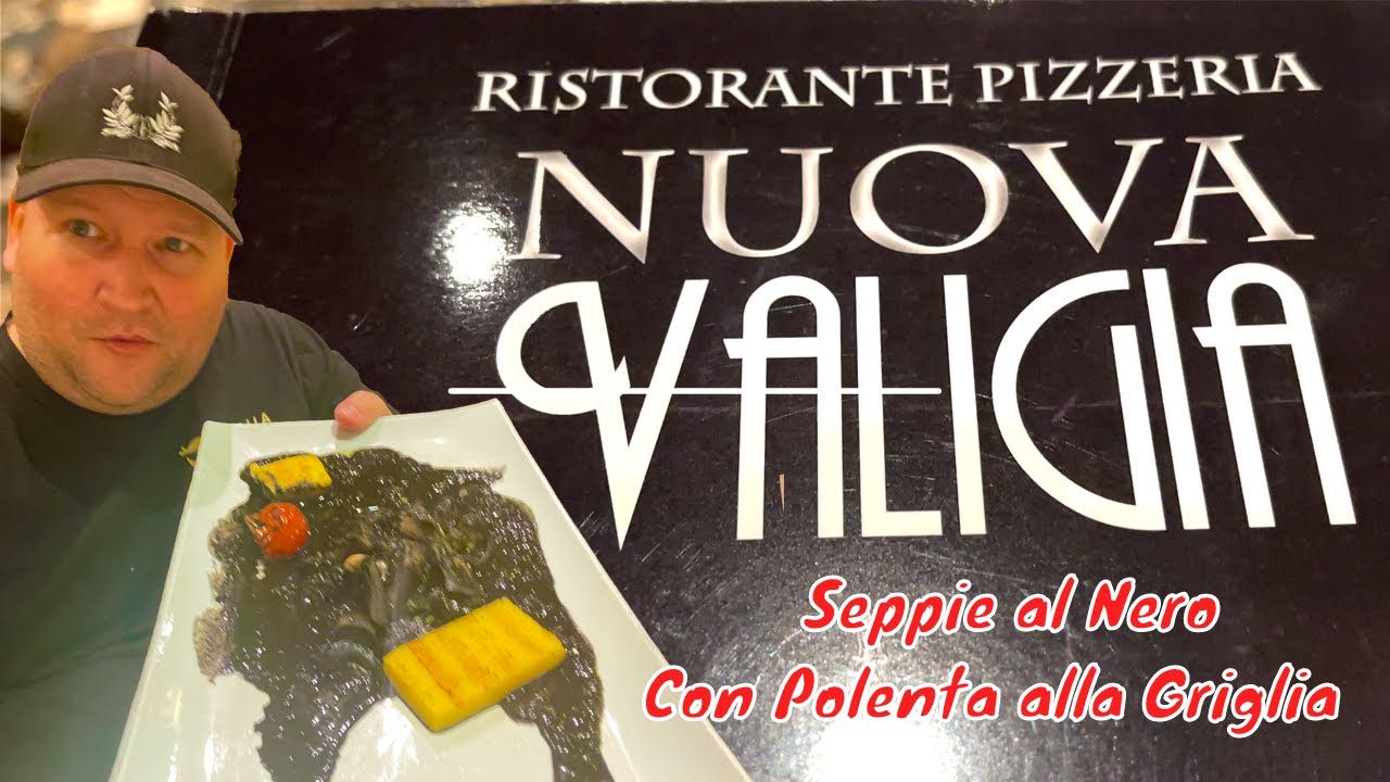 Eating Black Cuttlefish at Ristorante Nuova Valigia Venice Italy