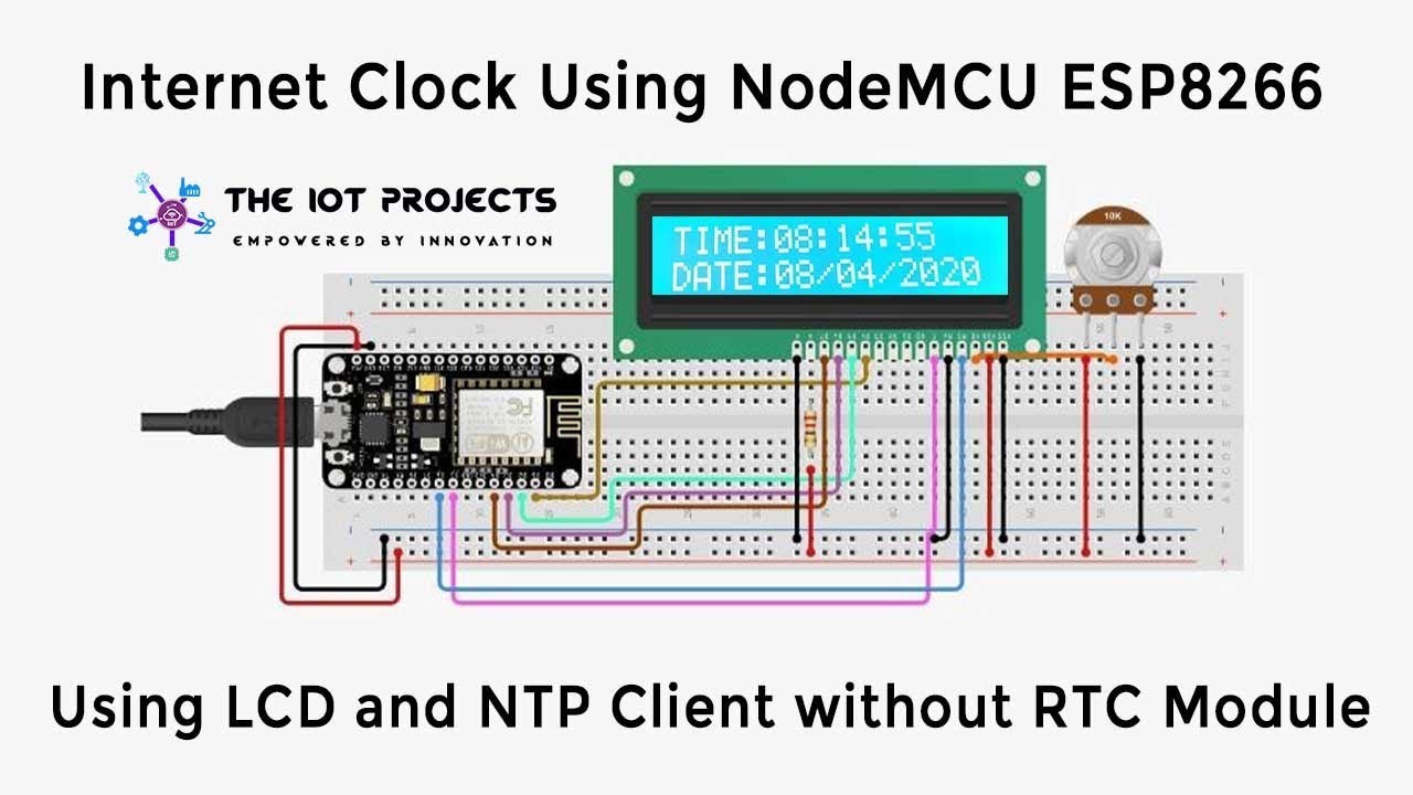 Интернет-часы с использованием NodeMCU ESP8266 и ЖК-дисплея 16x2 без модуля RTC с использованием NTP-клиента