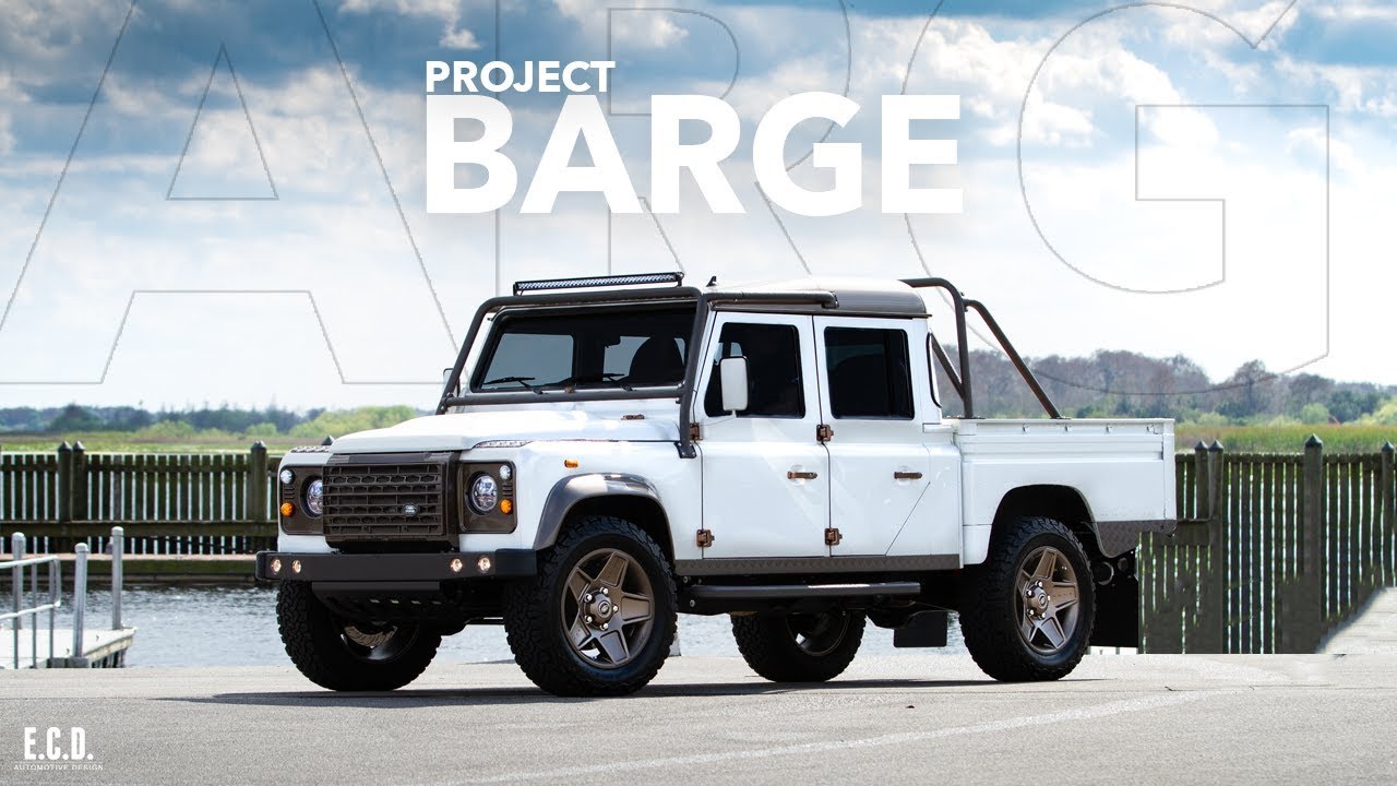 Custom Defender 130 with Copper metal, Pearl White & Bronze paint, Teakwood | Project Barge | D130