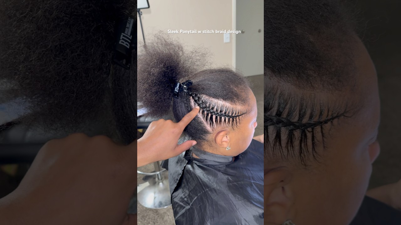 Sleeky Ponytail on my client. Spice up yall ponytail and add a stitch braid design🌶️😍😍