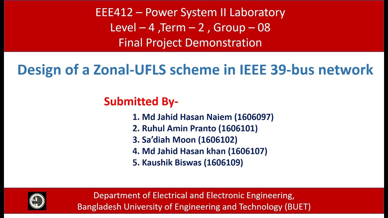 Design of a Zonal-UFLS scheme in IEEE 39-bus network