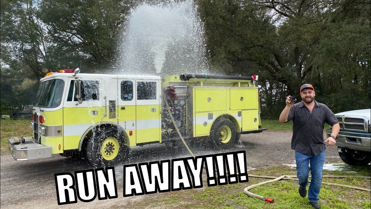 Fire Truck Water Geyser!!