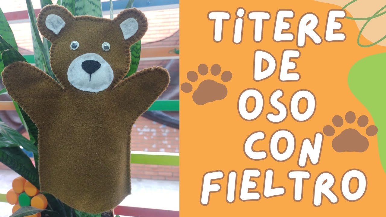 Cómo hacer un Títere de Oso!♡ Títere de fieltro!♡ Paso a paso!♡ Moldes gratis!♡