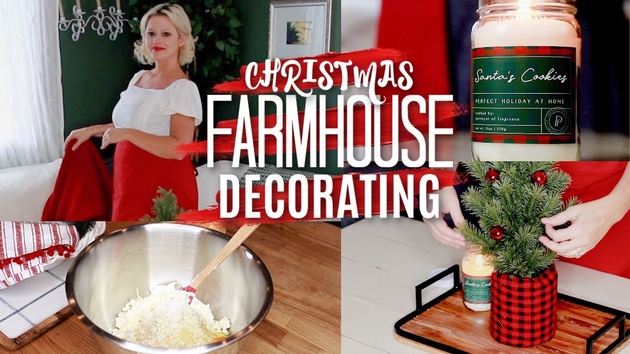 Christmas Farmhouse Decorating! Dinner & Decorate with Me| Cozy Living Room 2021