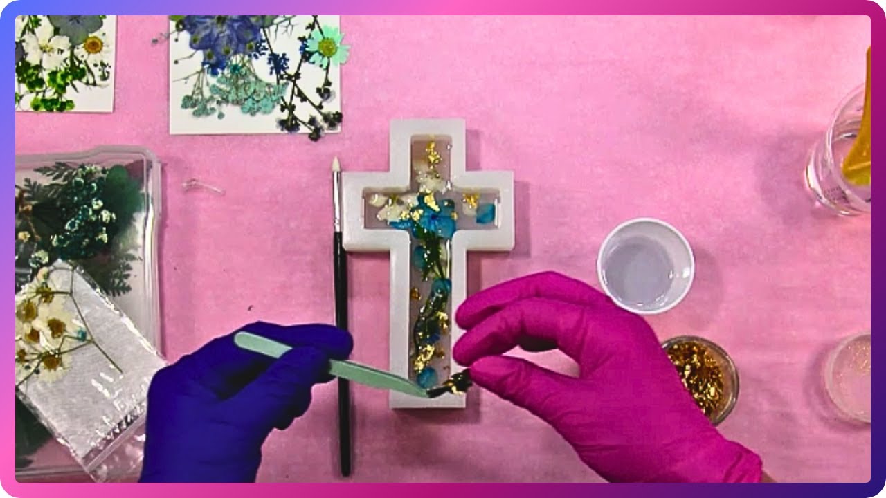 Stunning Cross with Dried Flowers -Resin