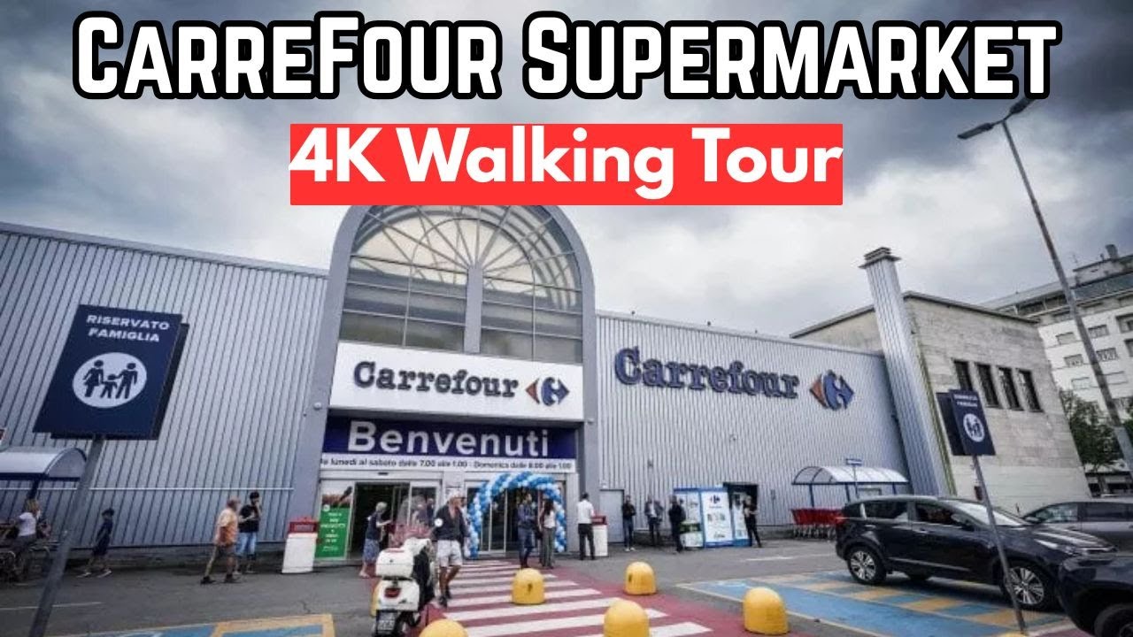 Biggest Carrefour SUPERMARKET in Turin, Italy - 4K UHD Walking Video