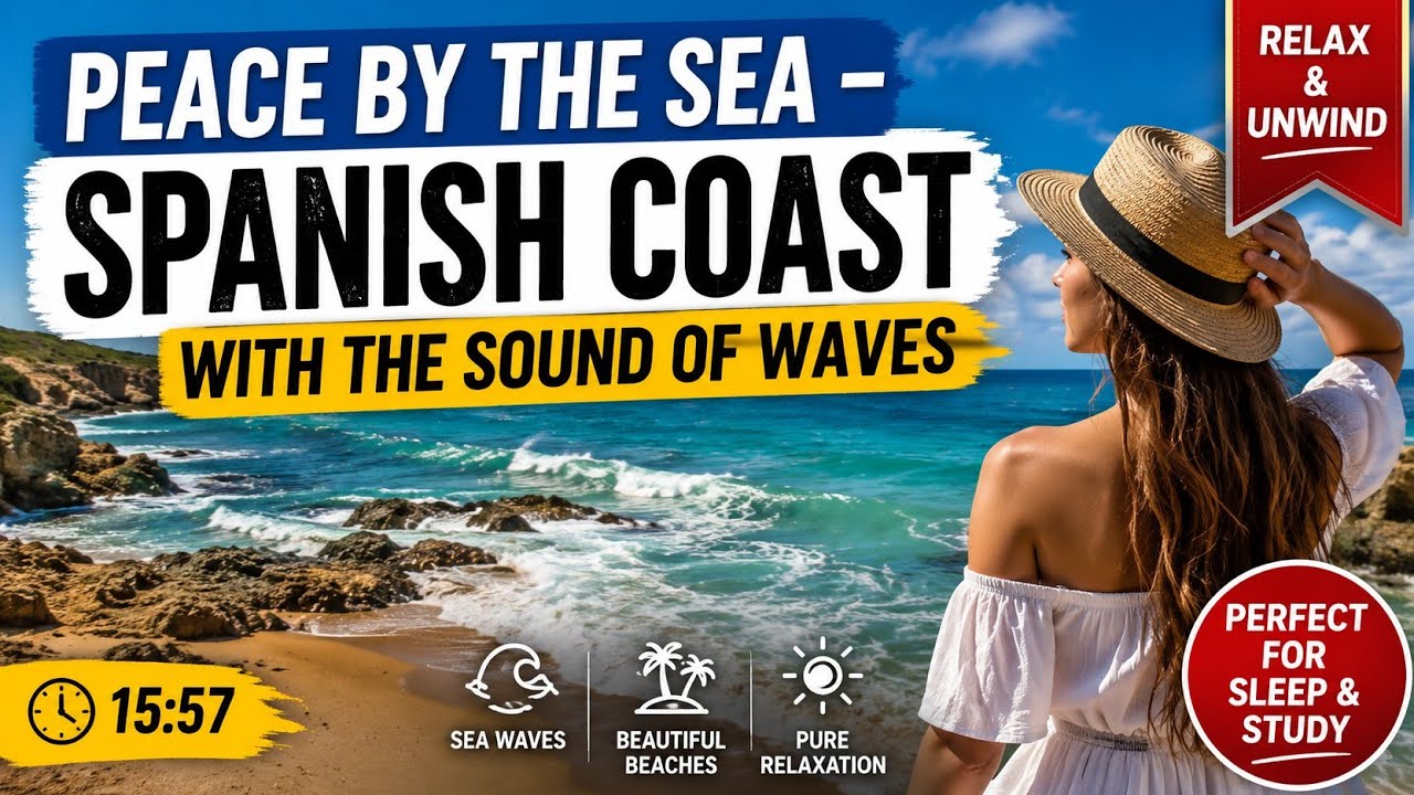 Ruhe am Meer – Spanische Küste mit Wellenklang