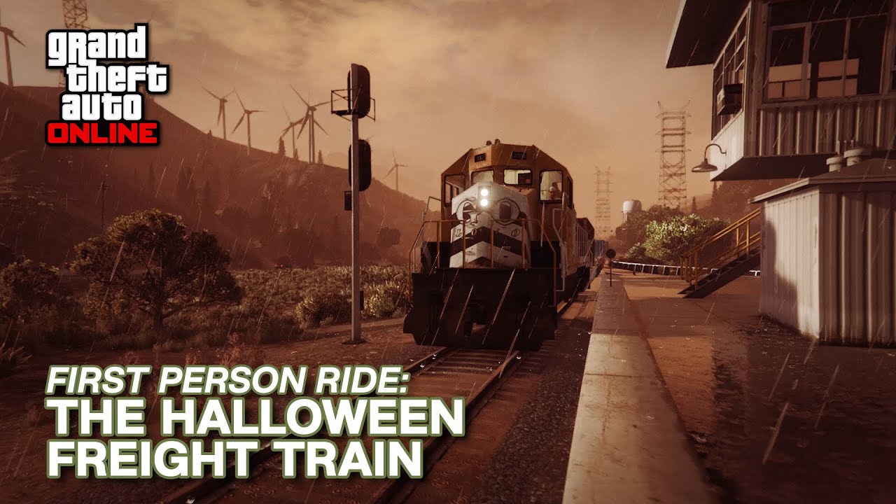 Riding the Halloween Freight Train in First Person View | GTA Online Halloween Event