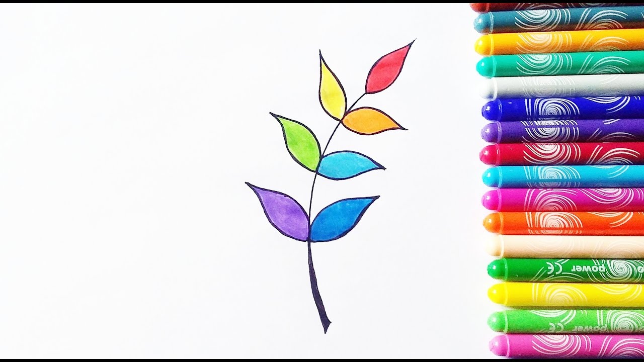 Rainbow leaf Colouring and Drawing for kids,Drawing for kids,Leaf drawing,2019