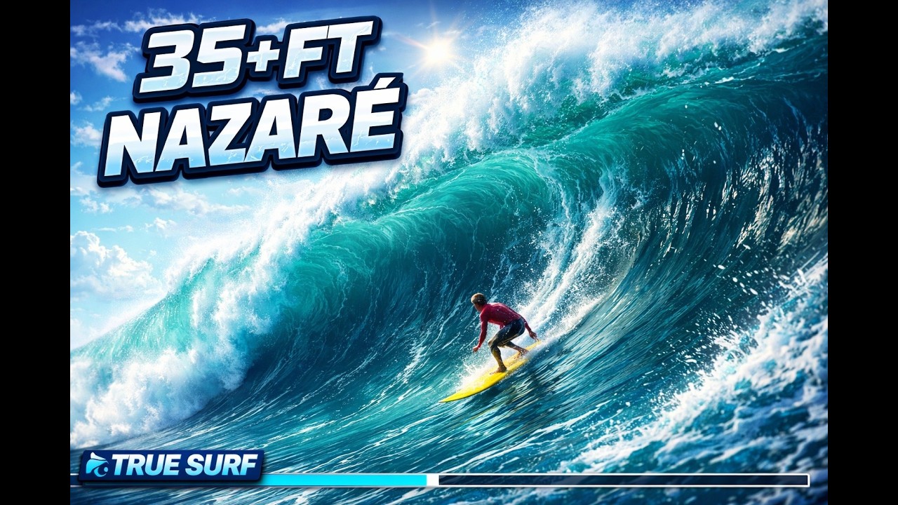 Shredding the Comp Gun on MAXED OUT NAZARE 35 FOOT PLUS.... (True Surf)